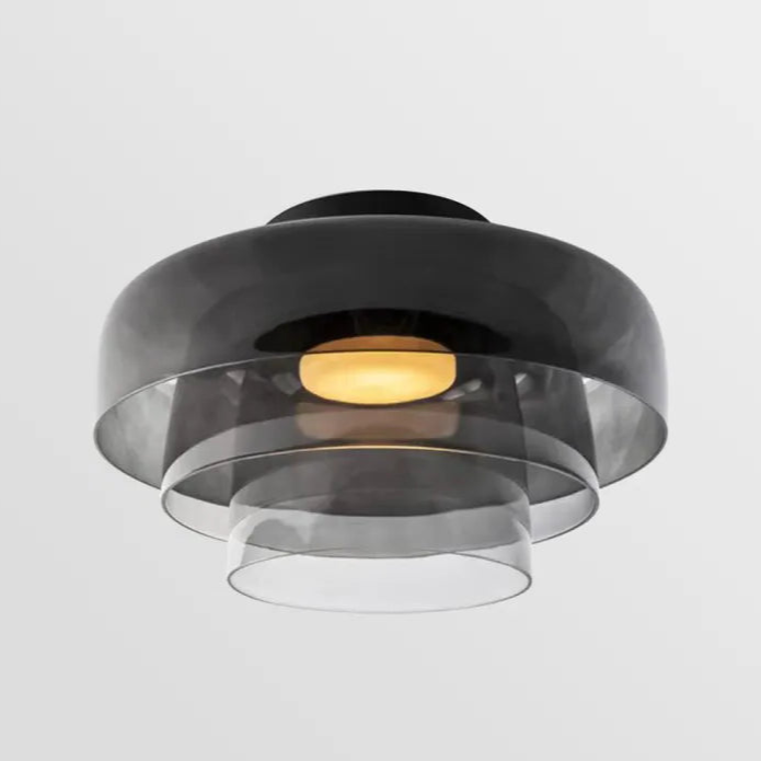 Handgefertigte Glasdeckenleuchte, nordisches Lumenweave-Design mit mehreren Ebenen