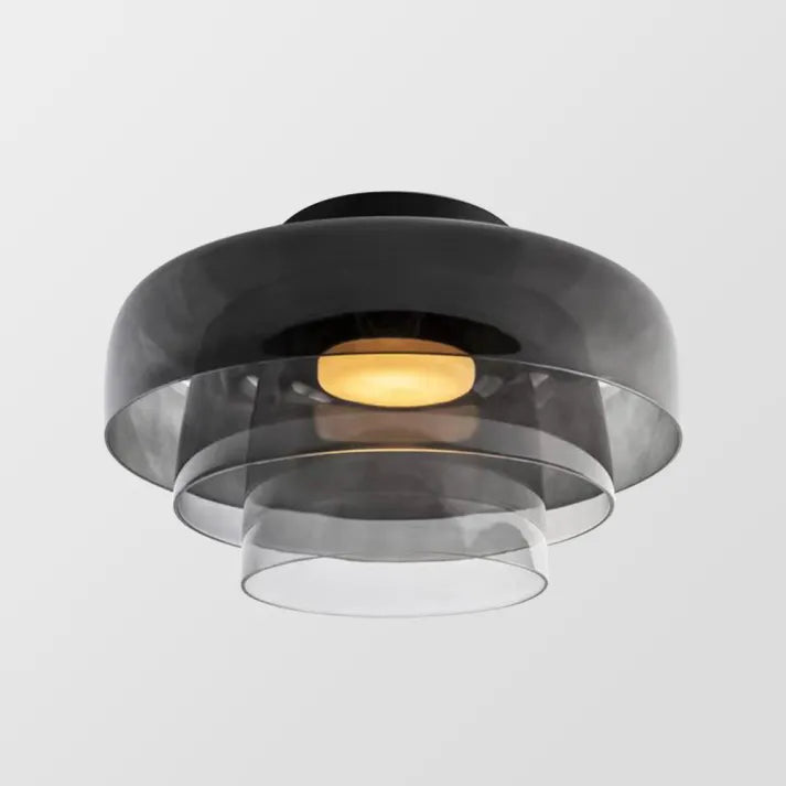 Handgefertigte Glasdeckenleuchte, nordisches Lumenweave-Design mit mehreren Ebenen