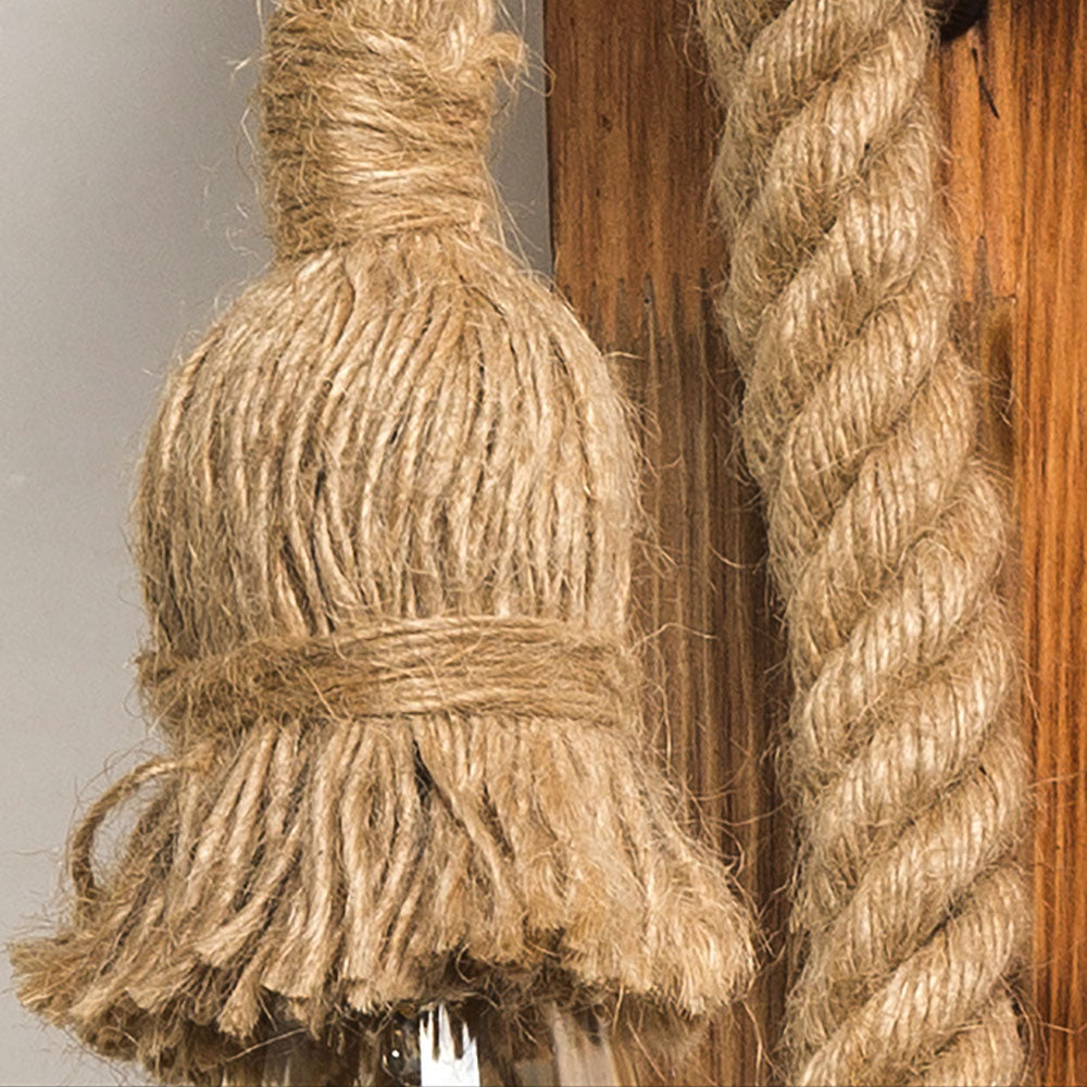 Epoch Vintage Rectangular LED Wall Light, Wood/Hemp Rope, Dining Room | Fioriscas
