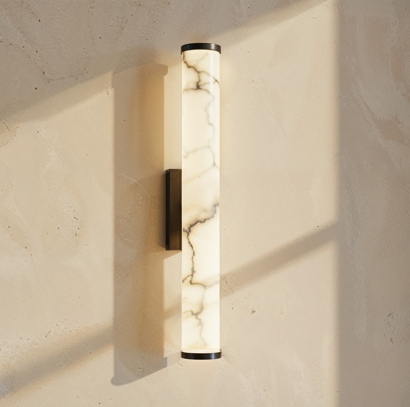 Aurelia Alabaster Glow Wall Lamp With Solid Brass Base