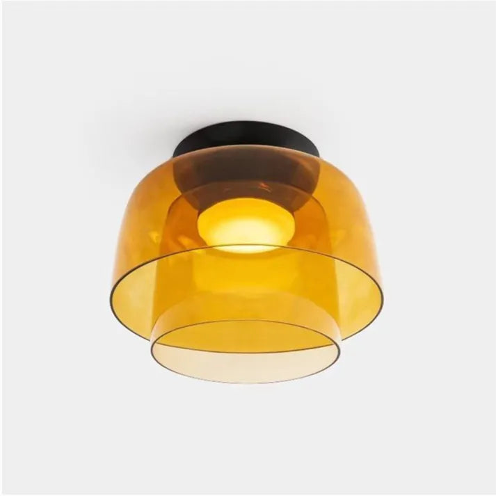 Handgefertigte Glasdeckenleuchte, nordisches Lumenweave-Design mit mehreren Ebenen