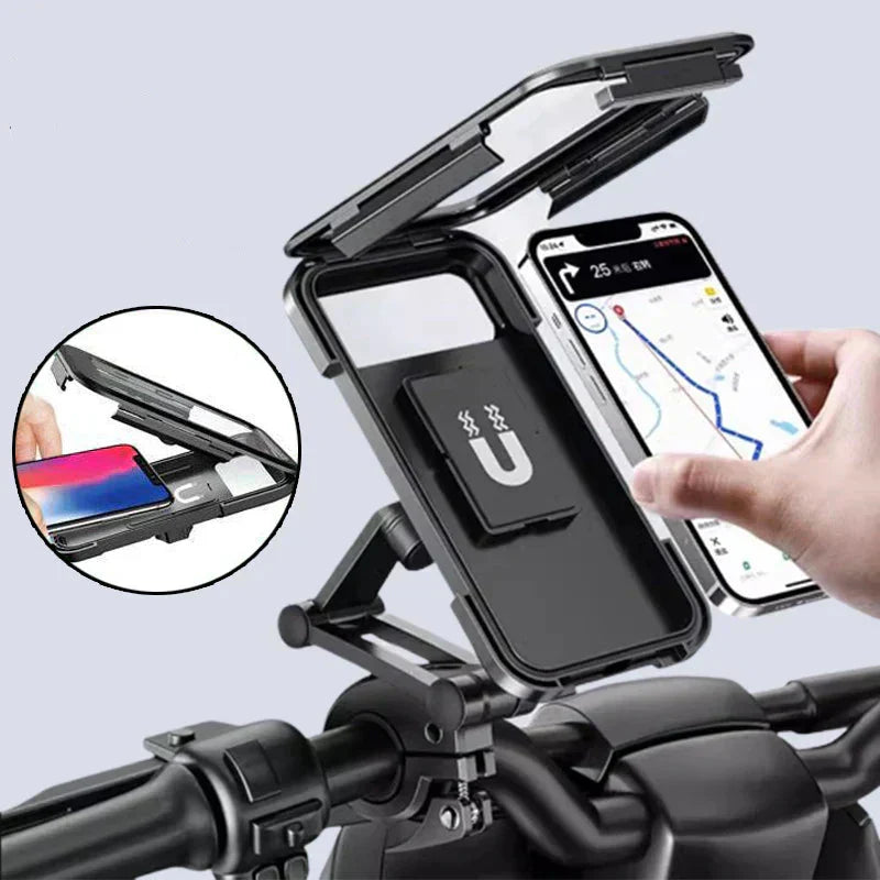 NovaTrail-cykeltelefonholder med vandtæt etui og 15 W trådløs powerbank