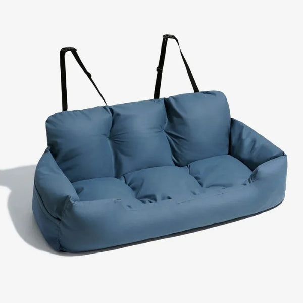 Cama-asiento de coche para perros con arnés de seguridad y bordes elevados, para perros medianos y grandes