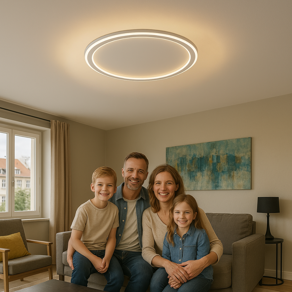 Lámpara de techo LED regulable SkagaNova, de aluminio y acrílico de estilo escandinavo