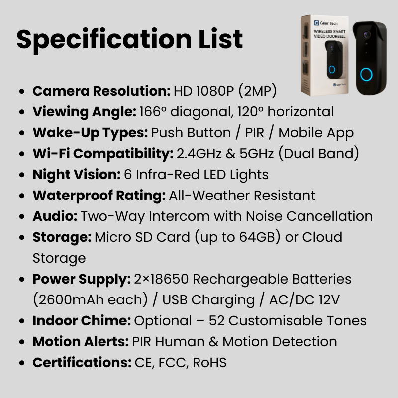 Cameră video pentru sonerie de ușă wirelessă NovaGuard 1080p, fără abonament