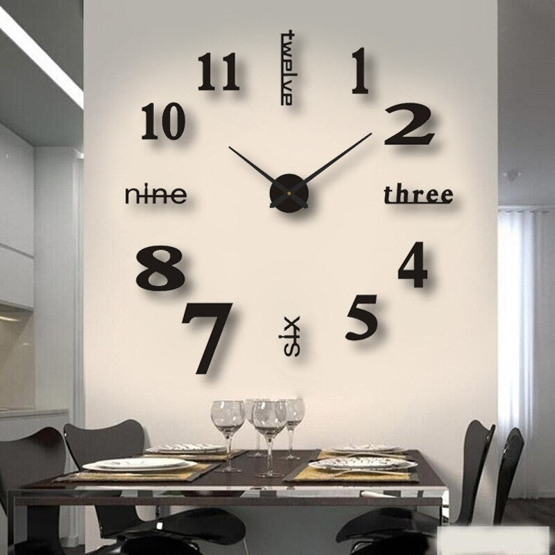 DIY 3D Wall Clock Kit, Numeral & Hand Layout, Two Size Ranges