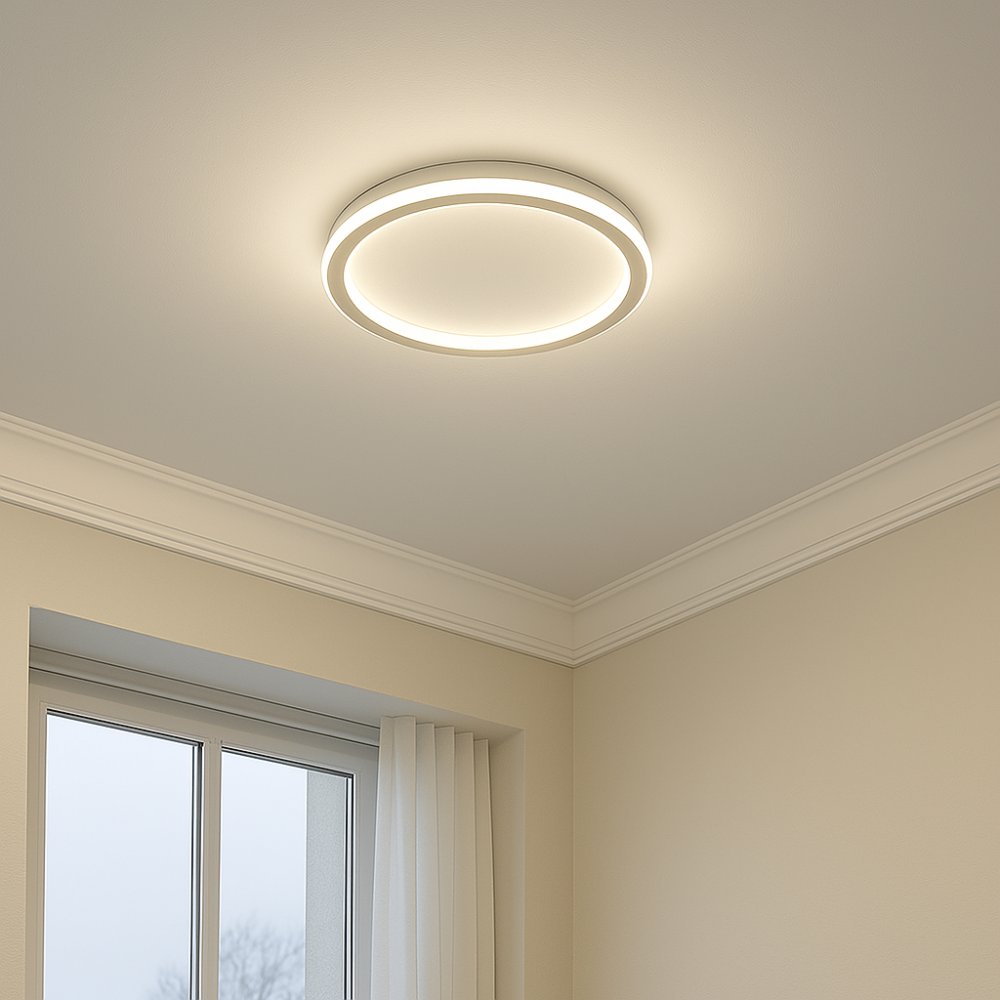 Lámpara de techo LED regulable SkagaNova, de aluminio y acrílico de estilo escandinavo