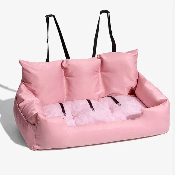 Cama-asiento de coche para perros con arnés de seguridad y bordes elevados, para perros medianos y grandes