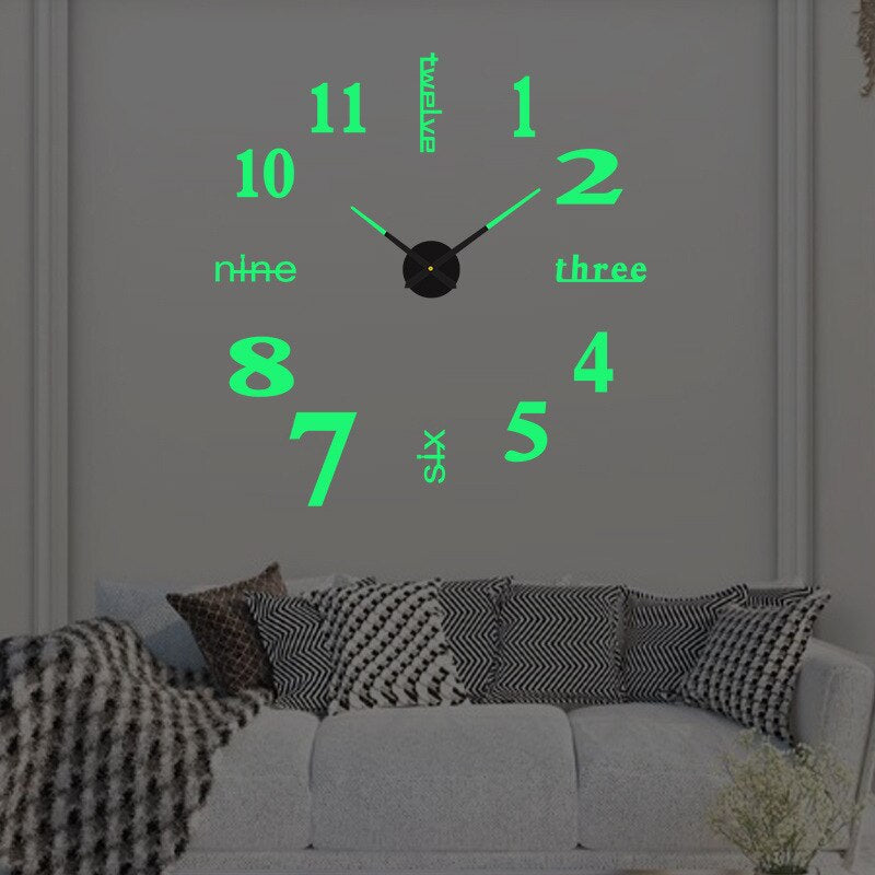 DIY 3D Wall Clock Kit, Numeral & Hand Layout, Two Size Ranges
