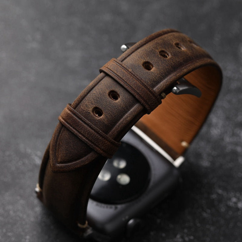 Cinturino per Apple Watch, Vellaro Rustic in pelle italiana pieno fiore