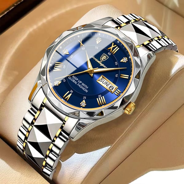Diamond-Bezel Watch For Men, Maristel Waterproof With Glowing Dial