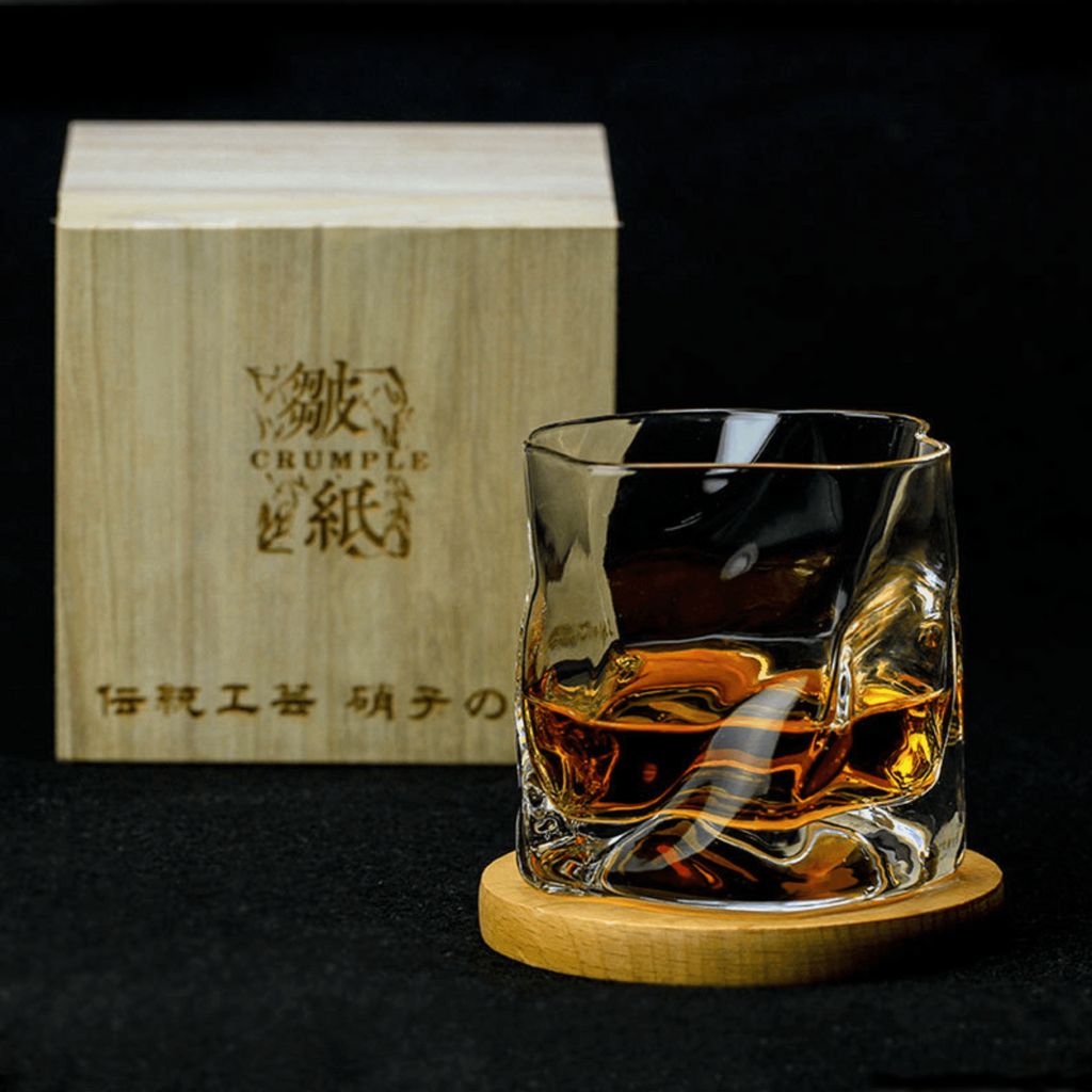 Sklenice na whisky se zmačkanou siluetou Kairo, ručně broušené řemeslné sklo Edo Kiriko