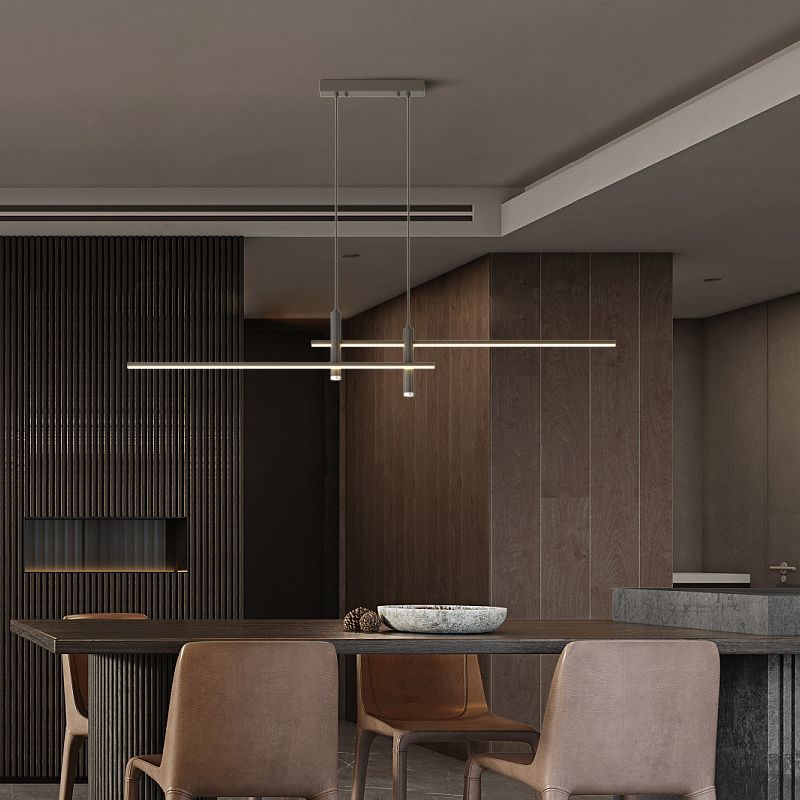 Pendant Light With A Linear Silhouette, Nexa LED Dining Fixture