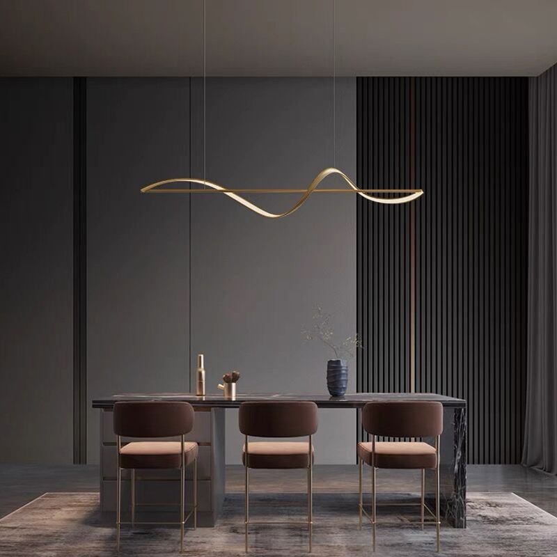 Zelin Pendant Light Wave Minimalist Designer, Metal, Brass/Black | Fioriscas