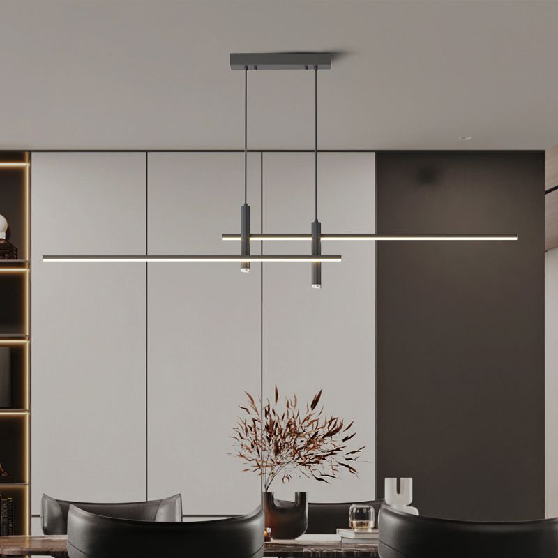 Pendant Light With A Linear Silhouette, Nexa LED Dining Fixture