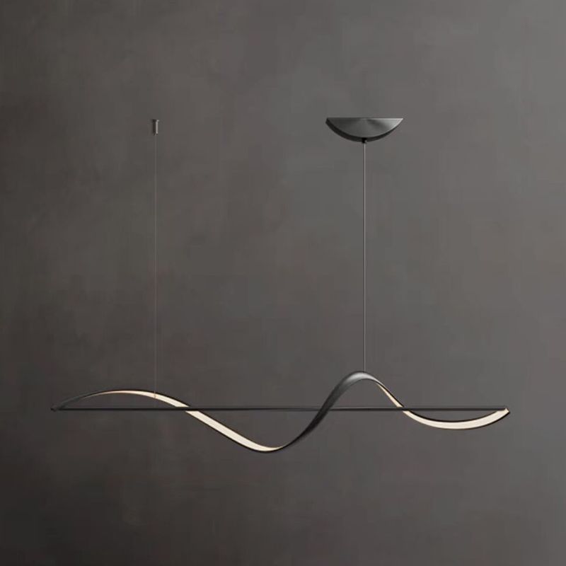 Zelin Pendant Light Wave Minimalist Designer, Metal, Brass/Black | Fioriscas
