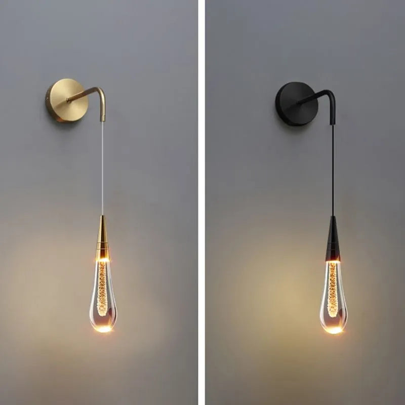 Kristy Modern Water Drop Wall Lamp, Black/Gold | Fioriscas