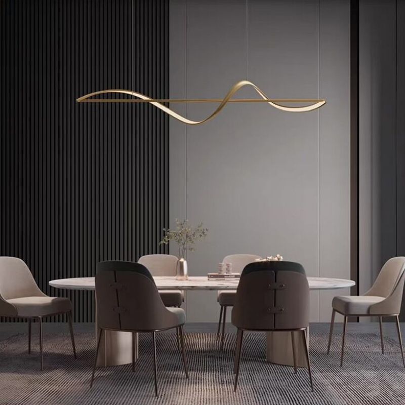 Zelin Pendant Light Wave Minimalist Designer, Metal, Brass/Black | Fioriscas