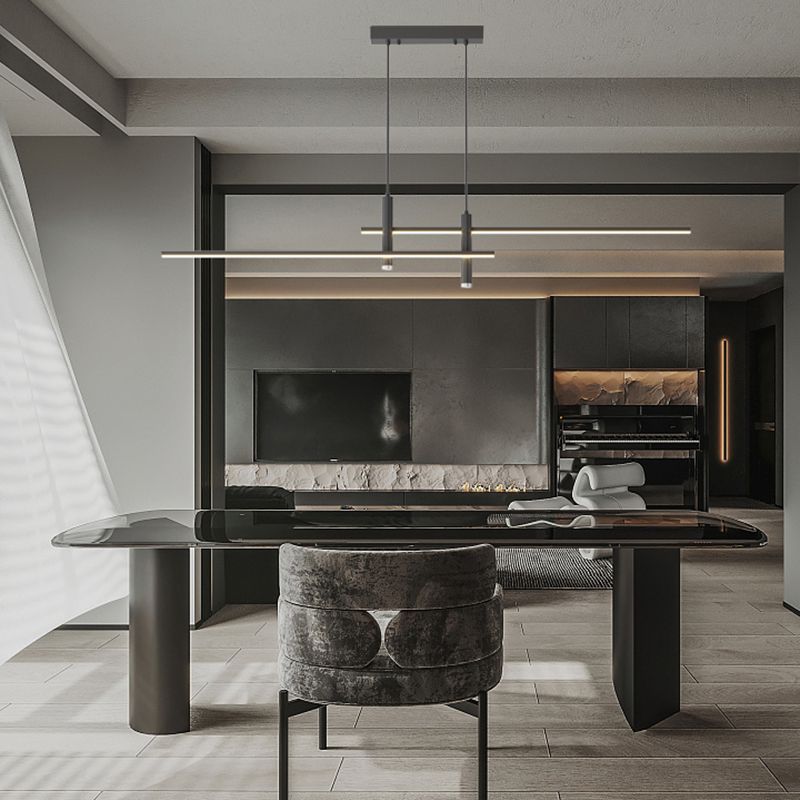 Pendant Light With A Linear Silhouette, Nexa LED Dining Fixture