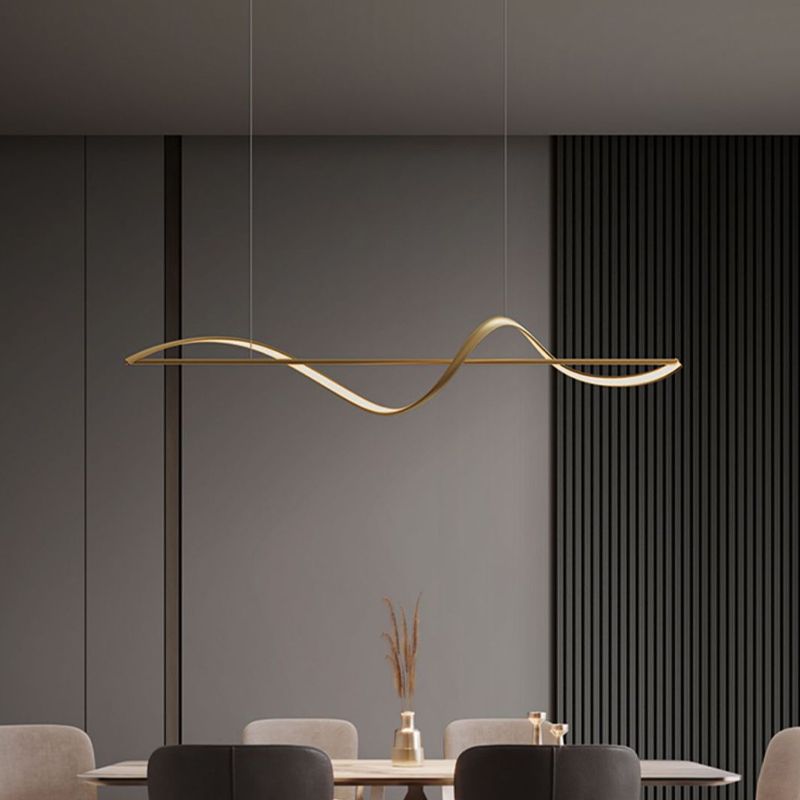 Zelin Pendant Light Wave Minimalist Designer, Metal, Brass/Black | Fioriscas