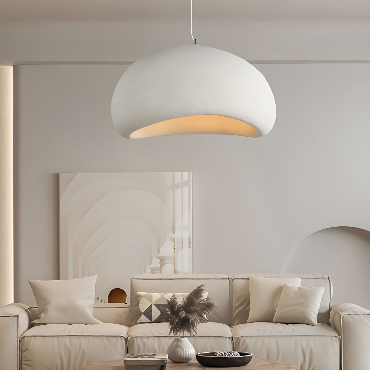 Lampada a sospensione a ciotola in stile Wabi Sabi, plafoniera LED regolabile