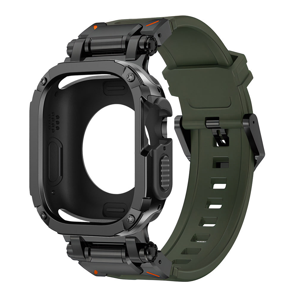 Banda de goma fluorescente resistente RavenTac con estuche 2 en 1 para Apple Watch