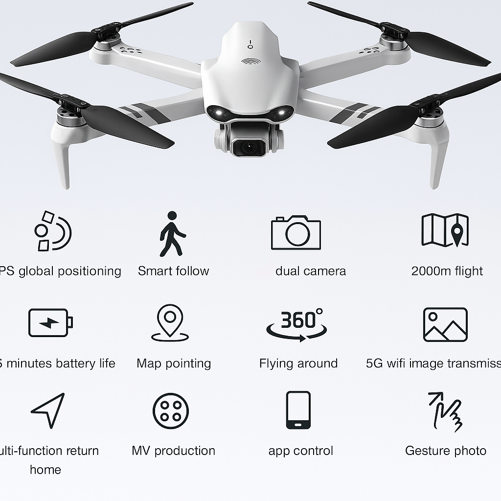 Drone com câmara GPS, vídeo em 8K, modo Segue-me e alcance de 1.5km