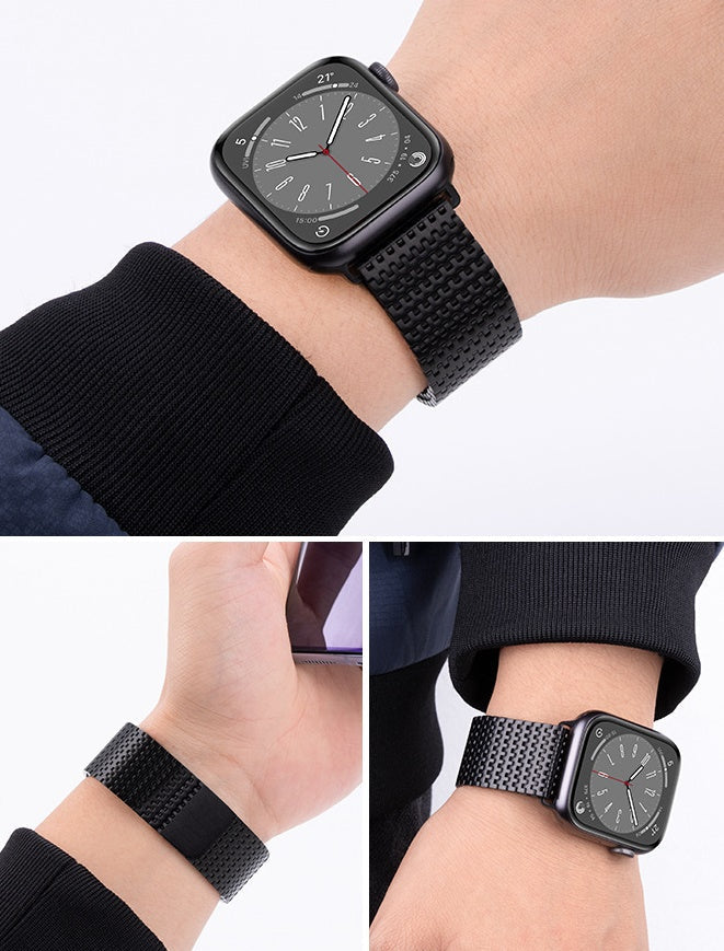 Magnetyczna stalowa bransoleta do Apple Watch od Vellaro, wzór Domino Link