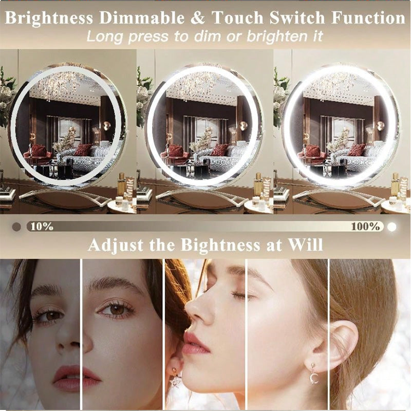 Dimmable LED Vanity Mirror, 360° Rotation, Touch Control, 15.8 In