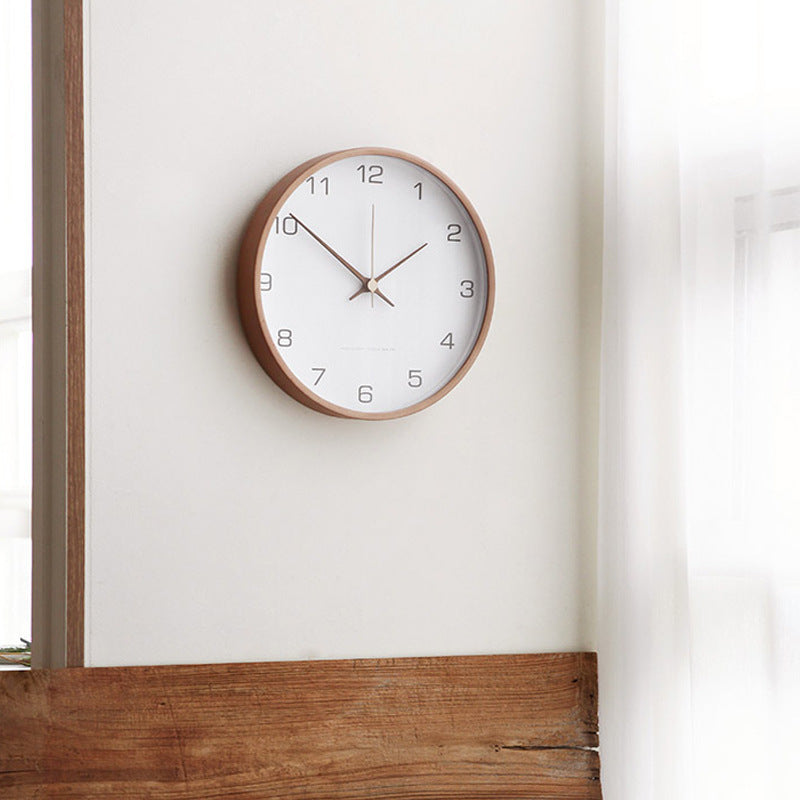 Horloge murale en bois massif TimberGlow avec mouvement à quartz silencieux, grise ou blanche