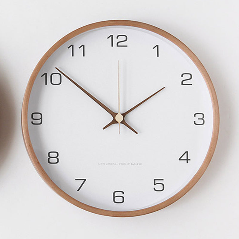 Horloge murale en bois massif TimberGlow avec mouvement à quartz silencieux, grise ou blanche