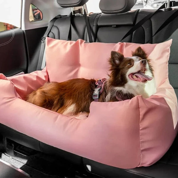 Cama-asiento de coche para perros con arnés de seguridad y bordes elevados, para perros medianos y grandes