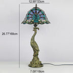 Tiffany-Tischlampe mit mehrfarbigem Glasschirm in Kuppelform und Kunstharzfuß
