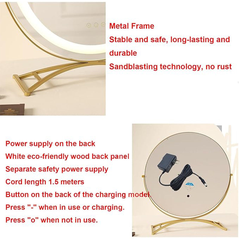 Dimmable LED Vanity Mirror, 360° Rotation, Touch Control, 15.8 In
