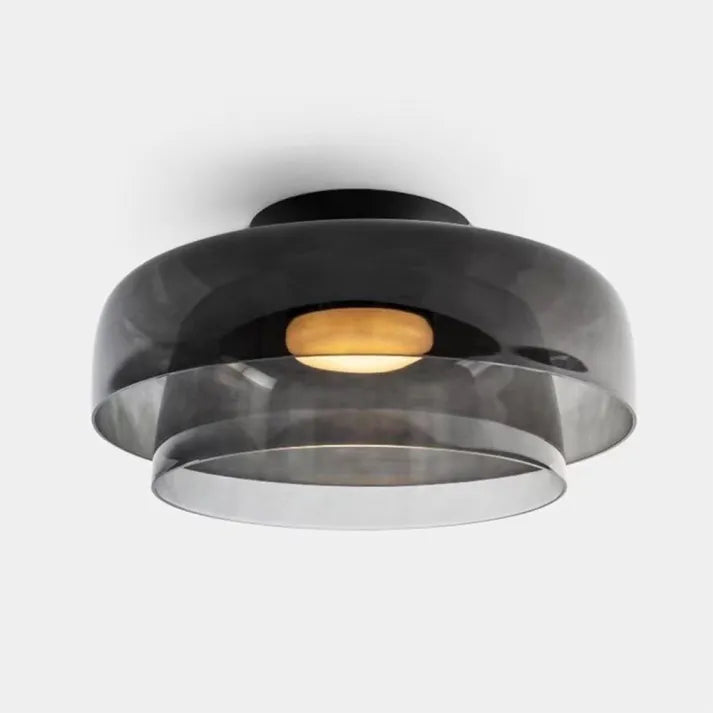 Handgefertigte Glasdeckenleuchte, nordisches Lumenweave-Design mit mehreren Ebenen