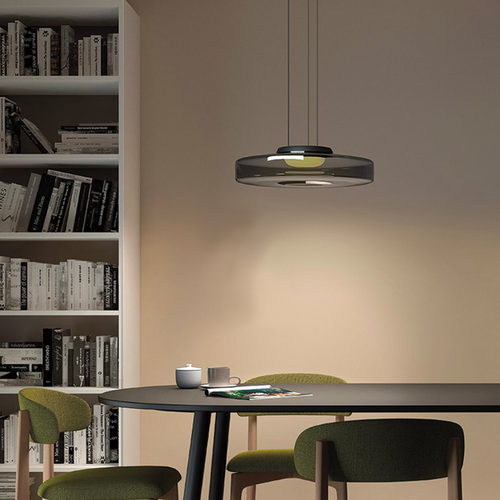 Lámpara colgante de techo de cristal Asteron Bauhaus, 3 tonos de cristal