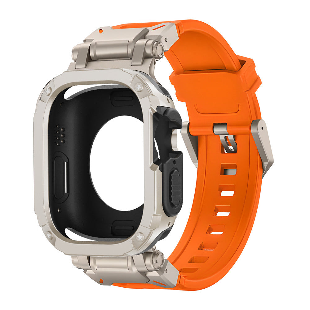Banda de goma fluorescente resistente RavenTac con estuche 2 en 1 para Apple Watch