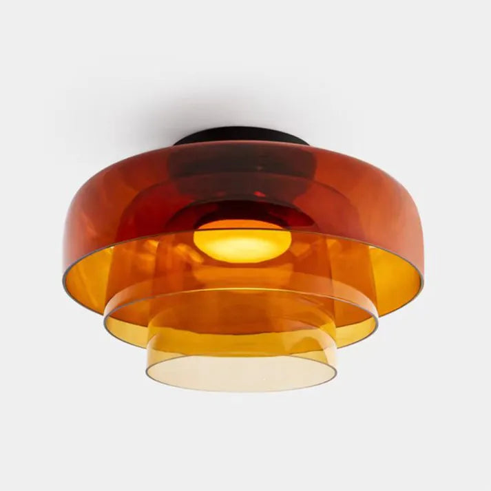 Handgefertigte Glasdeckenleuchte, nordisches Lumenweave-Design mit mehreren Ebenen