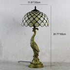 Tiffany-Tischlampe mit mehrfarbigem Glasschirm in Kuppelform und Kunstharzfuß