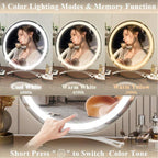 Dimmable LED Vanity Mirror, 360° Rotation, Touch Control, 15.8 In