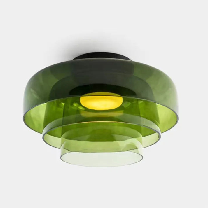 Handgefertigte Glasdeckenleuchte, nordisches Lumenweave-Design mit mehreren Ebenen