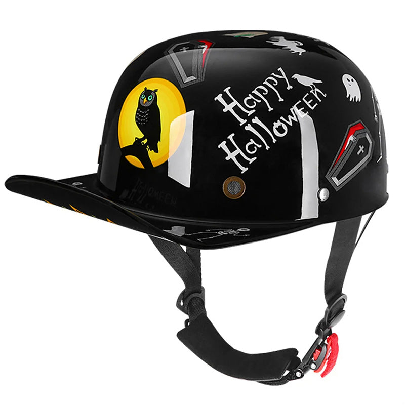 Capacete de mota RoverGuard com design de boné de basebol, certificado pelo DOT