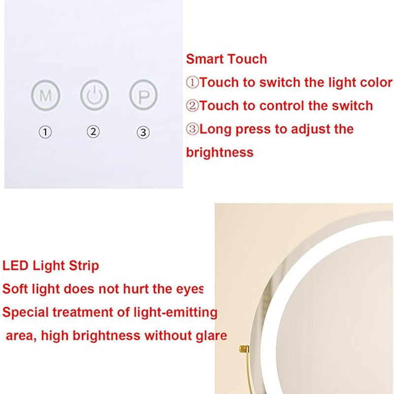 Dimmable LED Vanity Mirror, 360° Rotation, Touch Control, 15.8 In
