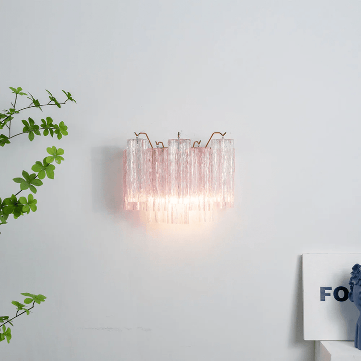 Aurora Wall Light Tronchi Glass Tube Tiered Amber Modern | Fioriscas