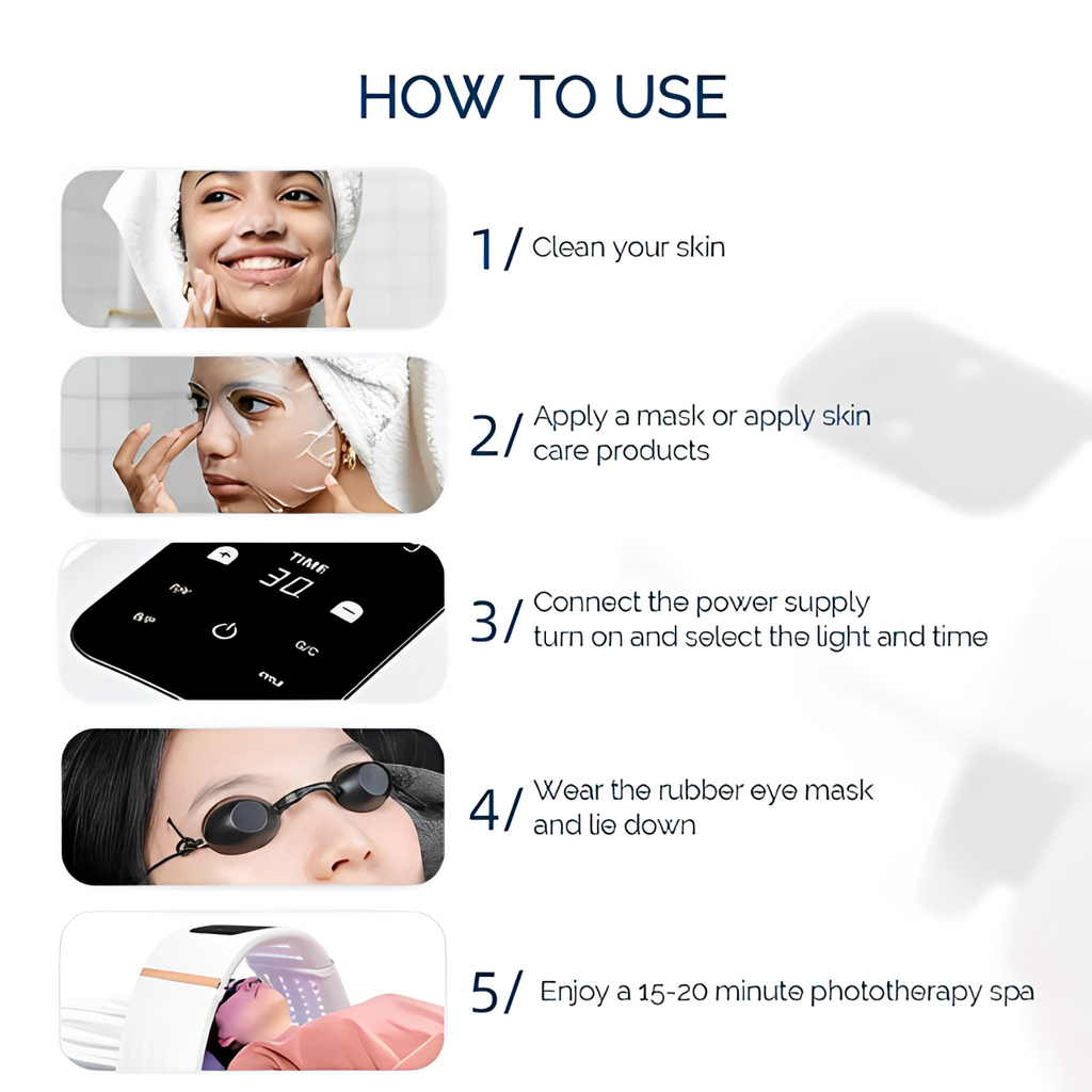 LunaGlow Seven-Color LED Photon Facial Device For Skin Renewal