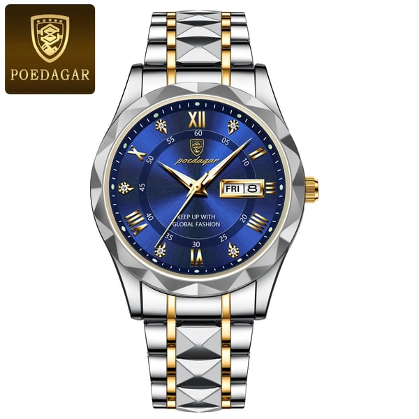 Diamond-Bezel Watch For Men, Maristel Waterproof With Glowing Dial