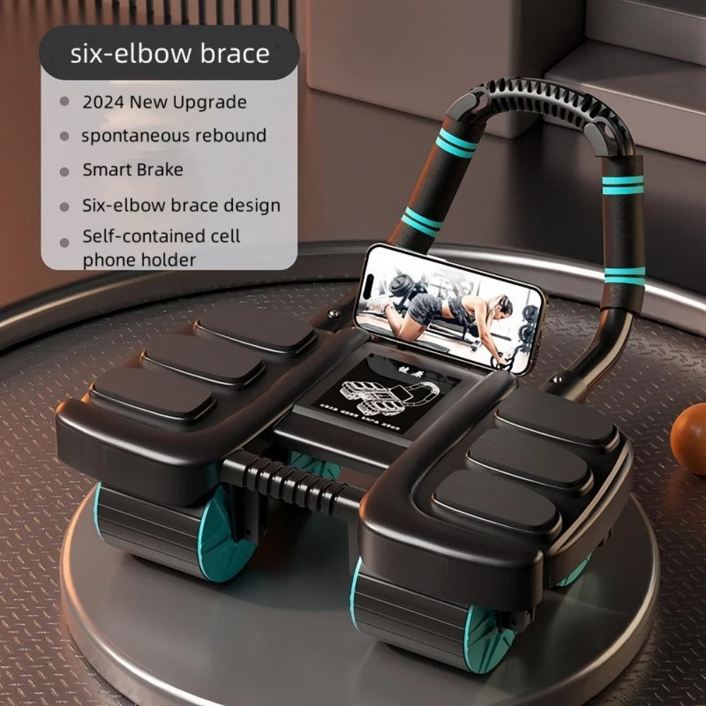Automatický posilovací kolečko na břišní svaly s opěrkami na lokty pro posilování středu těla