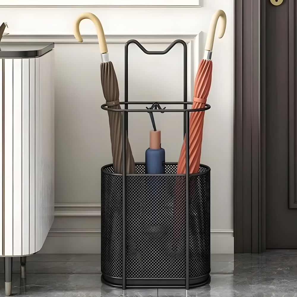 Freestanding Metal Umbrella Stand with an Integrated Water Tray, AstraGuard