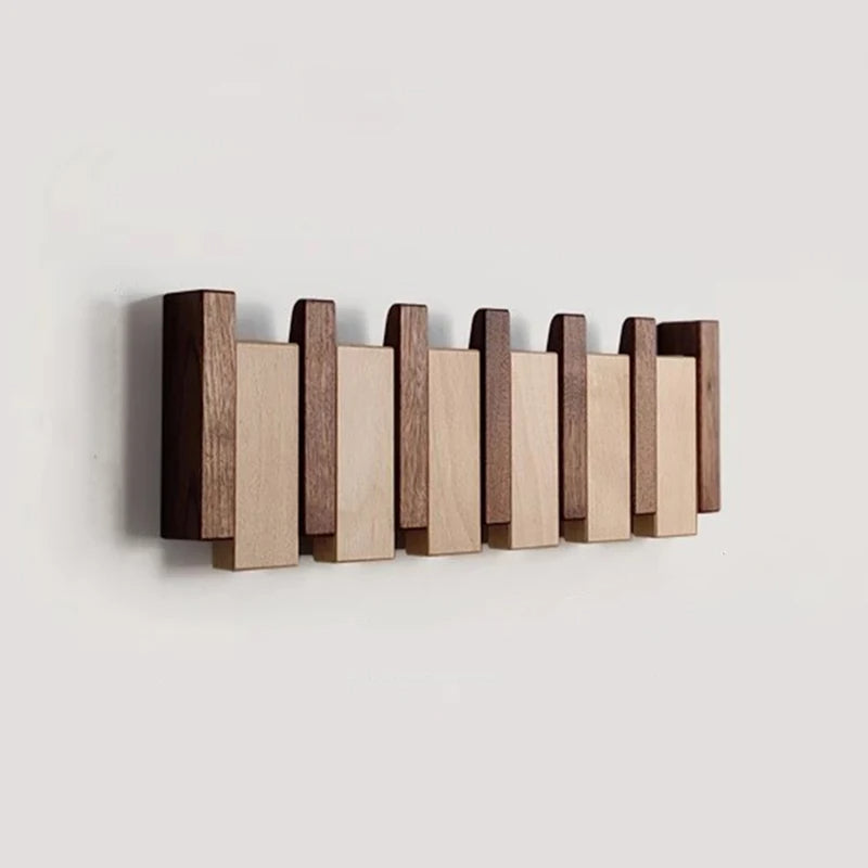 Cabide de parede artesanal Cadenza, ganchos dobráveis em forma de teclas de piano, madeira de nogueira ou faia