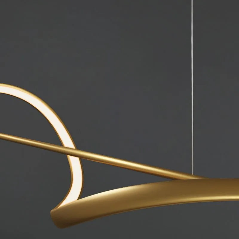 Zelin Pendant Light Wave Minimalist Designer, Metal, Brass/Black | Fioriscas